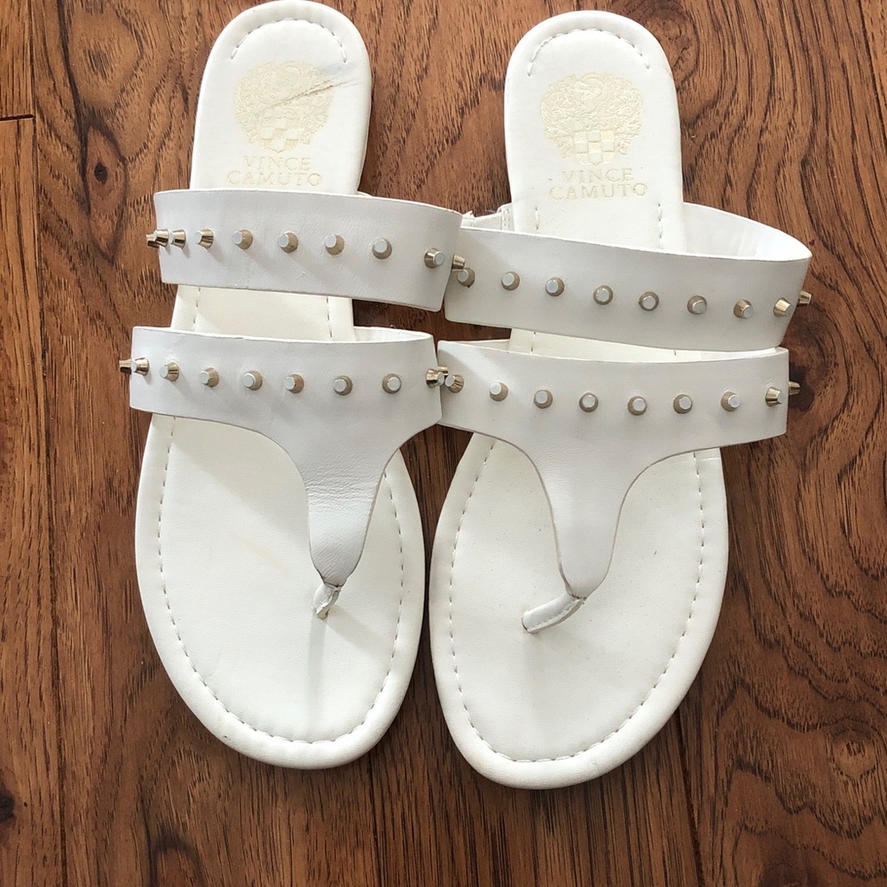 Vince Camuto Cream Studded Women's Leather Sandals